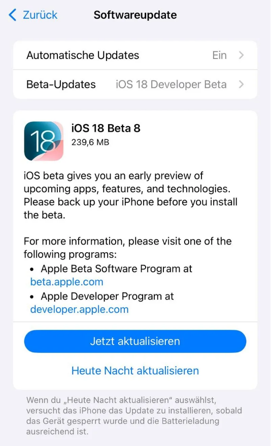 湘东苹果手机维修分享苹果 iOS / iPadOS 18 开发者预览版 Beta 8 发布 